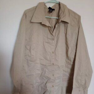Lane Bryant Women's Plus Size 26-28 Green, Pink And Tan Button Up Shirt lot of 3